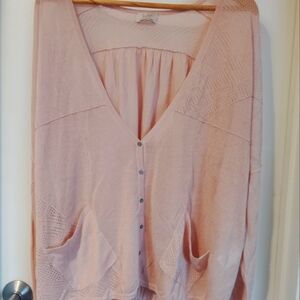 WRAP BLUSH RAYON/COTTON LARGE CARDIGAN FAIRY COTTAGE CORE OFFICE CHIC CORPCORE